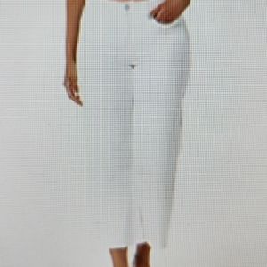 Jen 7 For All Mankind Cropped Wide Leg Jeans In White